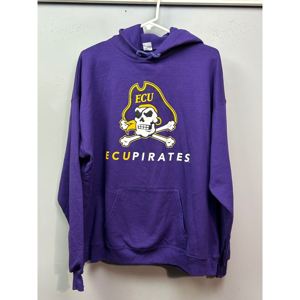 Hanes Hoodie Mens XL Purple ECU Pirates Graphic NCAA College Sports‎ Pullover